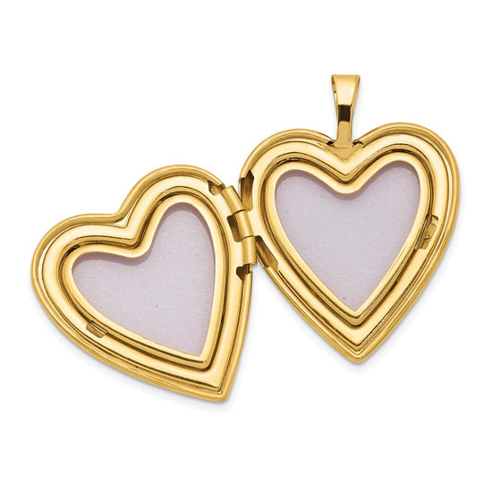 14K Pink and Green Enamel Rose 20mm Heart Locket