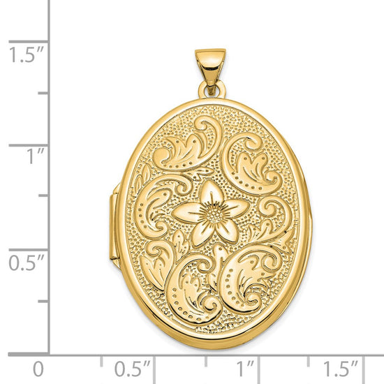 Gold Polished Flower Oval Lockets