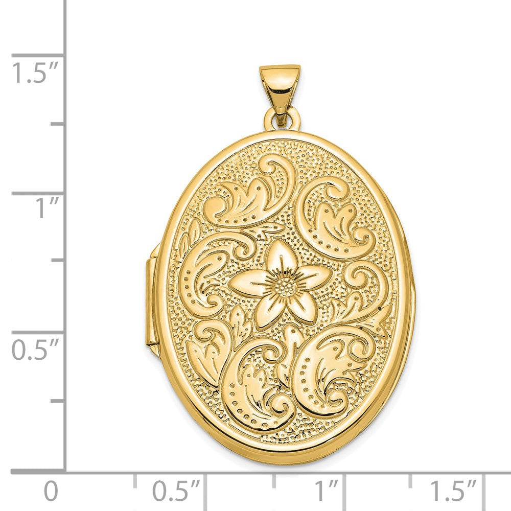 Gold Polished Flower Oval Lockets