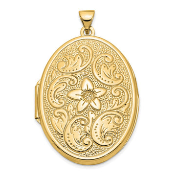 Gold Polished Flower Oval Lockets