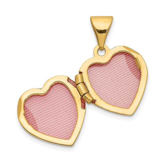 14k Two-tone Diamond LOVE with Poem on Reverse with Heart Charm 12mm Heart Locket