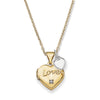 14k Two-tone Diamond LOVE with Poem on Reverse with Heart Charm 12mm Heart Locket