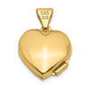 14k with White Rhodium Diamond Star 12mm Heart Locket