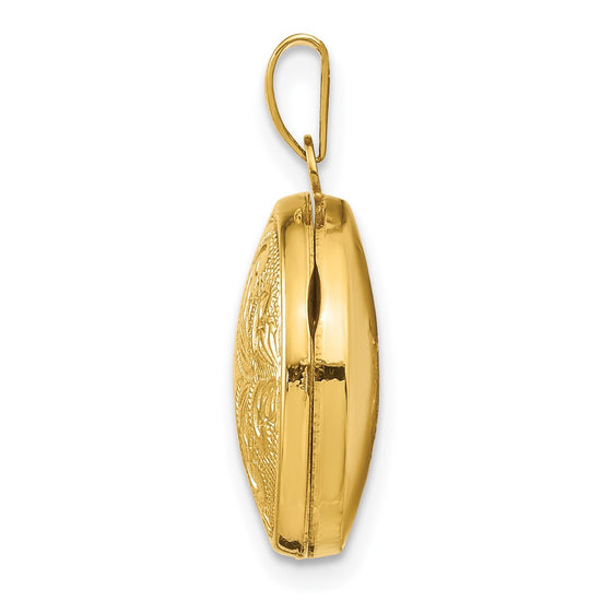 14k Polished Scroll Design 16mm Round Locket