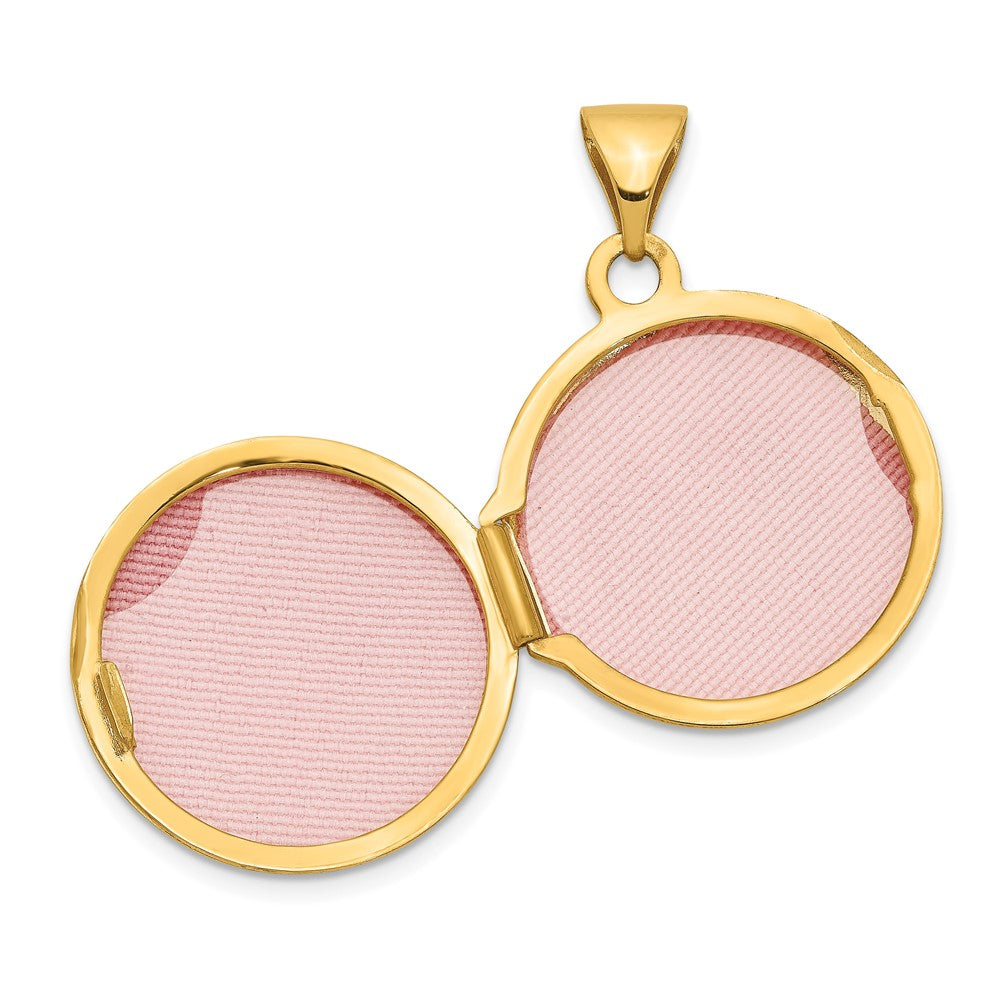 14k Polished Scroll Design 16mm Round Locket