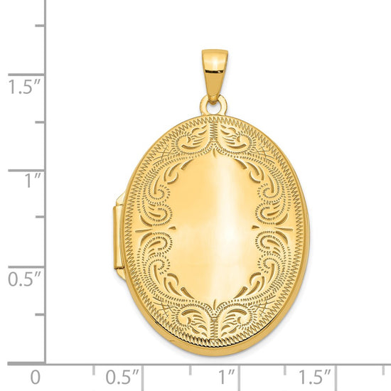 14k Polished Scroll Border 31mm Oval Locket