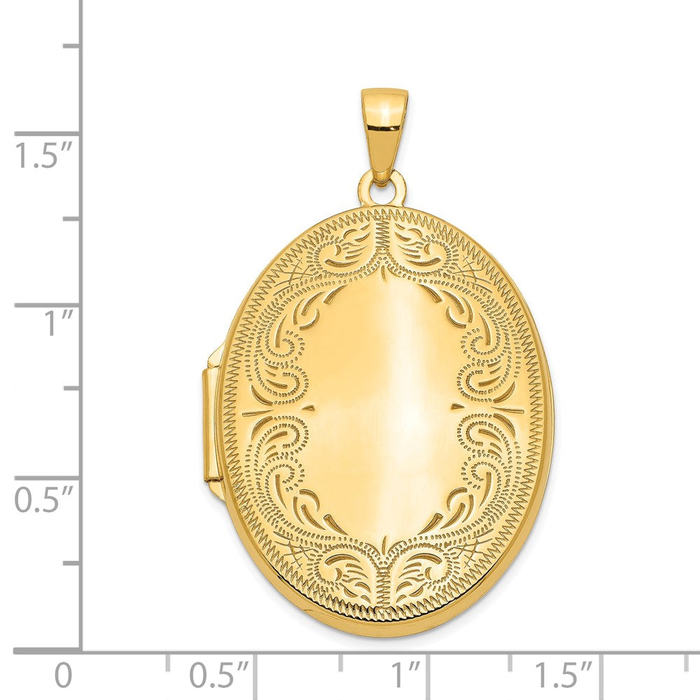14k Polished Scroll Border 31mm Oval Locket