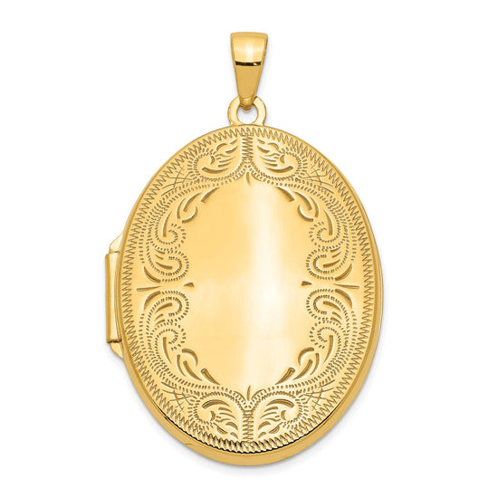 14k Polished Scroll Border 31mm Oval Locket