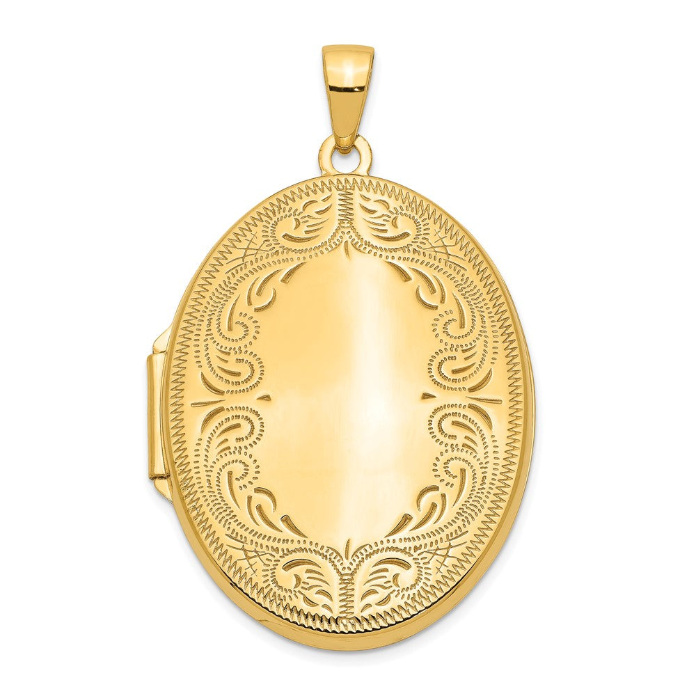 14k Polished Scroll Border 31mm Oval Locket