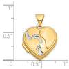 14k with White Rhodium Footprints with Poem on Reverse 15mm Heart Locket