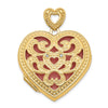 14k Diamond Vintage Filigree with Pink Fabric Interior 24mm Heart Locket