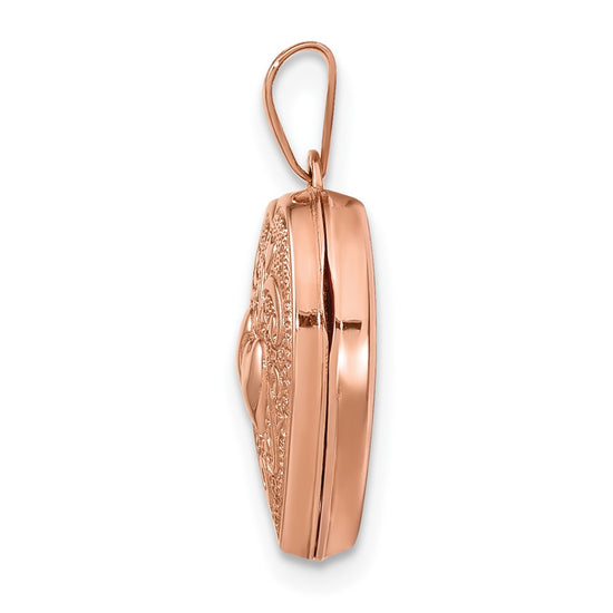 14k Rose Gold Two Hearts 15mm Heart Locket