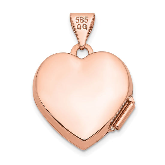 14k Rose Gold Two Hearts 15mm Heart Locket