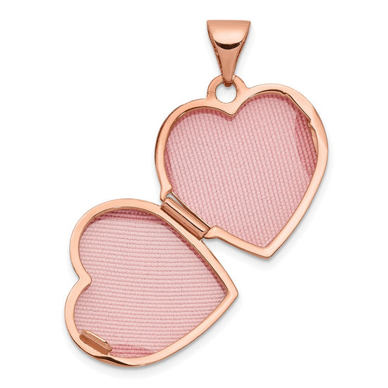 14k Rose Gold Two Hearts 15mm Heart Locket