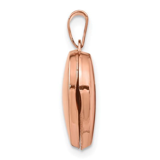 14k Rose Gold Polished Diamond Star 15mm Heart Locket