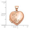 14k Rose Gold Floral Reverses to LOVE YOU ALWAYS Script 15mm Heart Locket