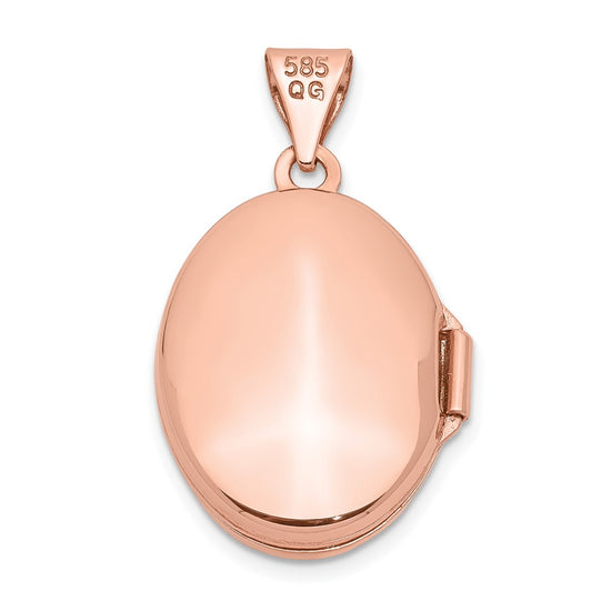 14k Rose Gold Diamond Star 17mm Oval Locket
