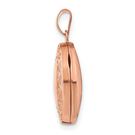 14k Rose Gold Scalloped Border 17mm Oval Locket