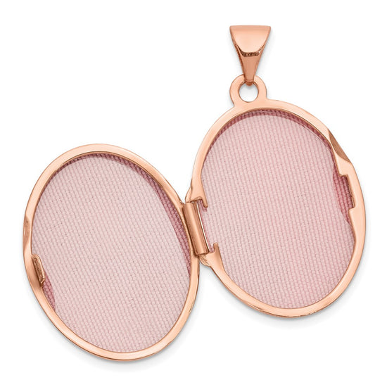 14k Rose Gold Heart and Scroll Border 21mm Oval Locket