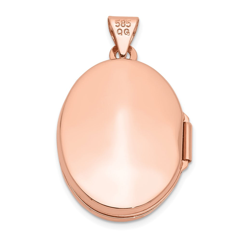 14k Rose Gold Polished Plain 21mm Oval Locket