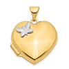 14k Two-Tone Polished Butterfly 18mm Heart Locket