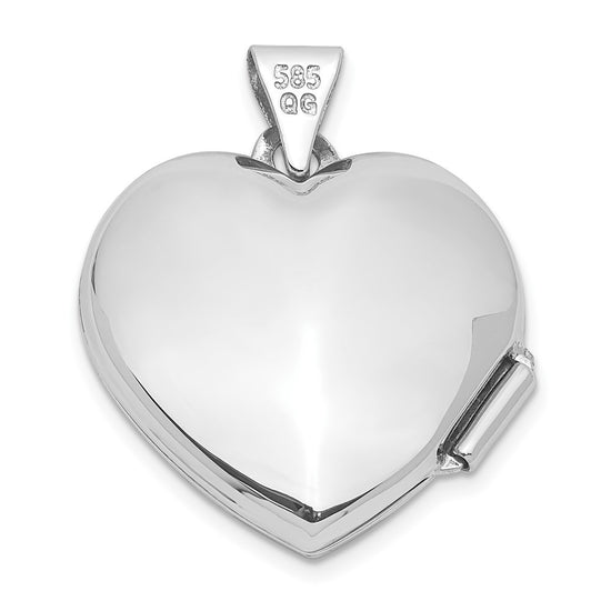 14k White Gold Cut-out Tree of Life with Blue Fabric Interior 18mm Heart Locket