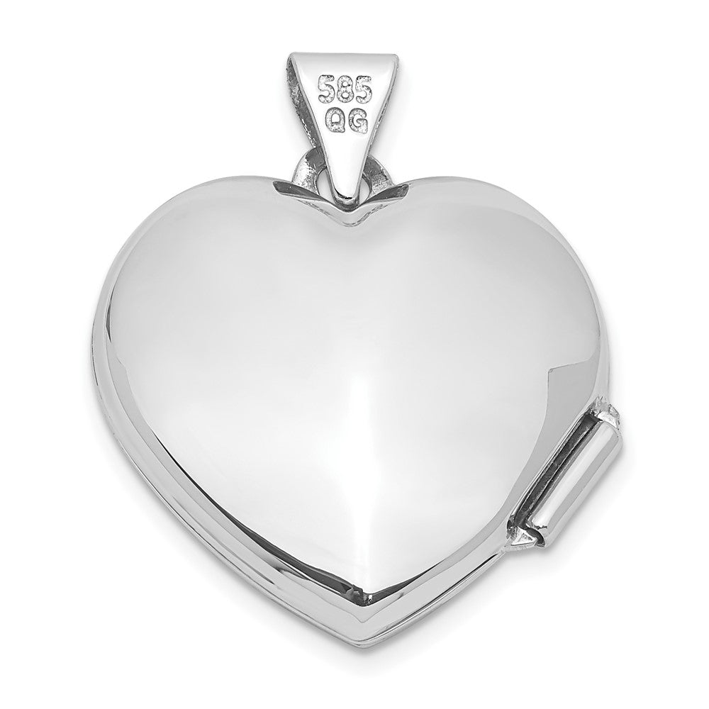 14k White Gold Cut-out Tree of Life with Blue Fabric Interior 18mm Heart Locket