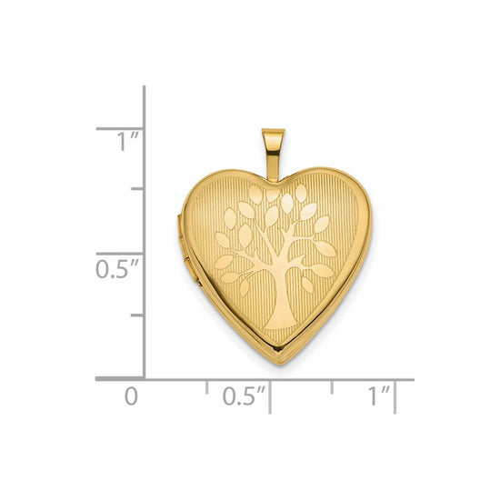 14K Polished Tree 20mm Heart Locket