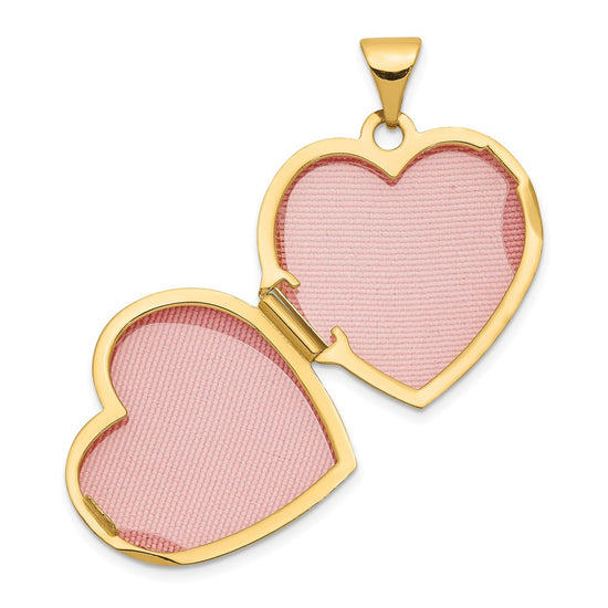 14k Polished Domed Plain 18mm Heart Locket