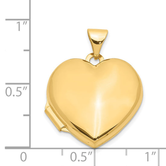 14k Polished Domed Plain 18mm Heart Locket