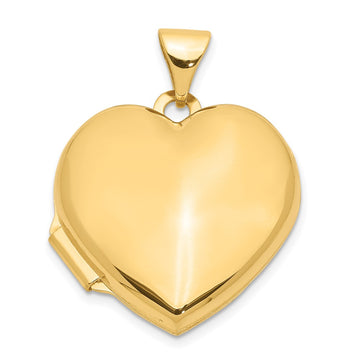14k Polished Domed Plain 18mm Heart Locket