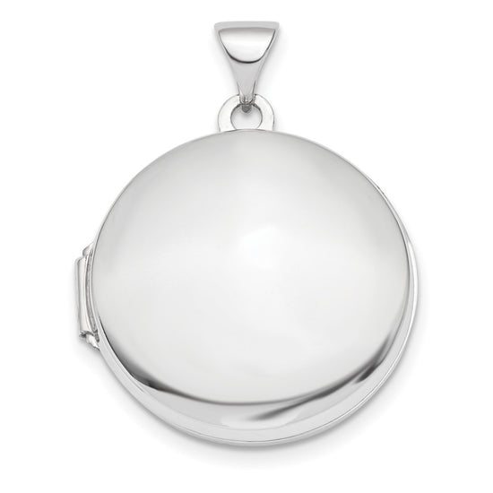 14k White Gold Polished Domed 20mm Round Locket
