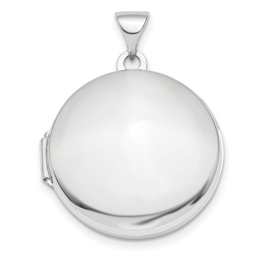 14k White Gold Polished Domed 20mm Round Locket