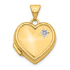 14K and White Rhodium Diamond 16mm Heart Locket