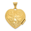 14k Scroll Design Reversible 19mm Heart Locket