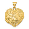 14k Scroll Design Reversible 19mm Heart Locket