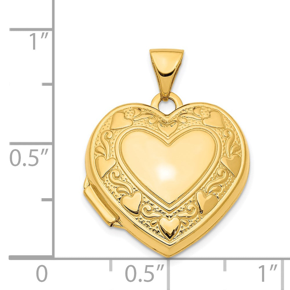 14K Heart Border 19mm Heart Locket