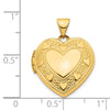 14k Heart Border Reverses to Cut-out LOVE with Pink Fabric Interior 19mm Heart Locket
