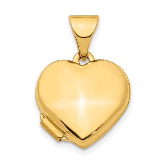 14K Polished Plain 13mm Heart Locket