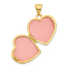 14K Polished and Textured Diamond 16mm Heart Locket