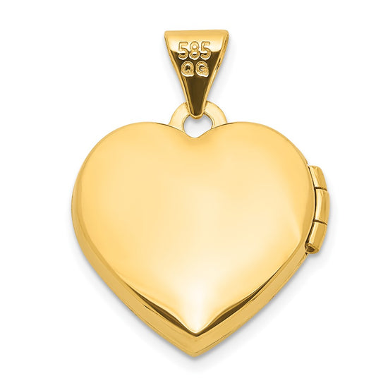 14K with White Rhodium Crystal MOM Script 16mm Heart Locket