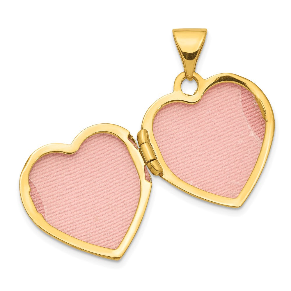 14K with White Rhodium Crystal MOM Script 16mm Heart Locket