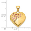 14K Hearts Cut Out with Pink Fabric Interior 16mm Heart Locket