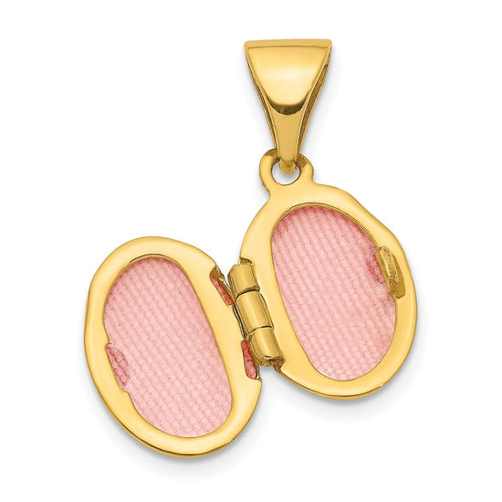 14k Polished Plain 12mm Oval Locket