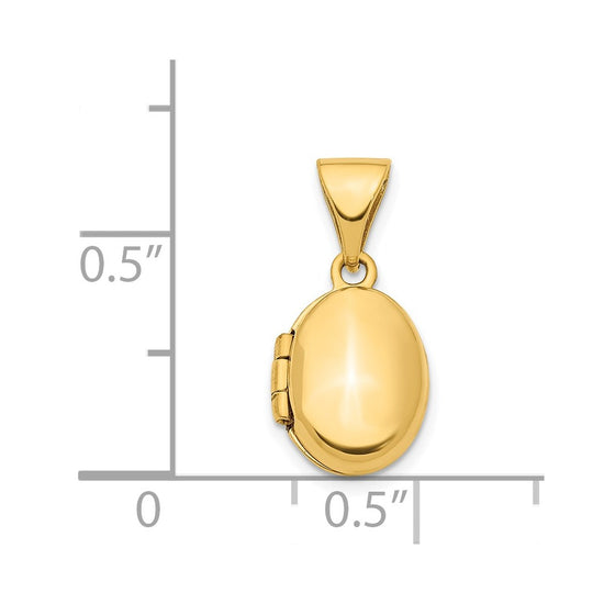14k Polished Plain 12mm Oval Locket