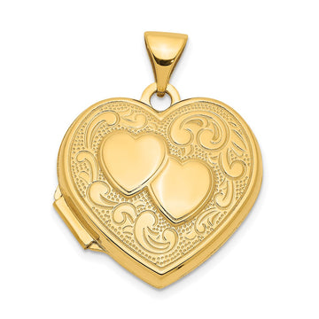 Gold Polished Double Heart Lockets