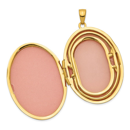 14K Fancy Engraved 38mm Oval Family Locket Holds 6 Photos
