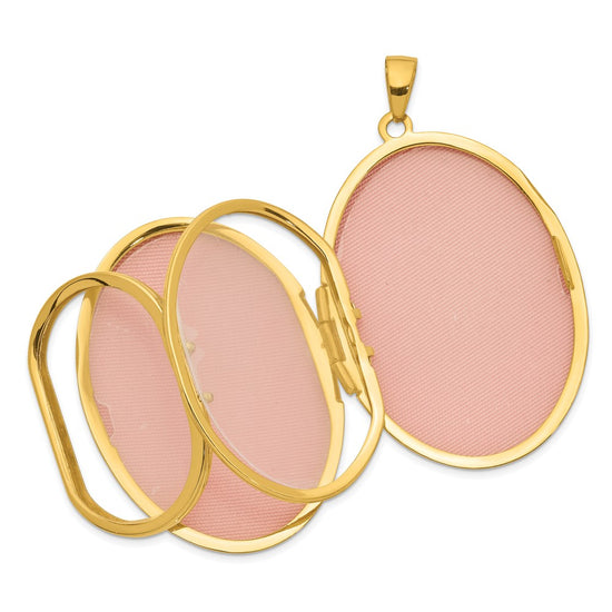 14K Fancy Engraved 38mm Oval Family Locket Holds 6 Photos