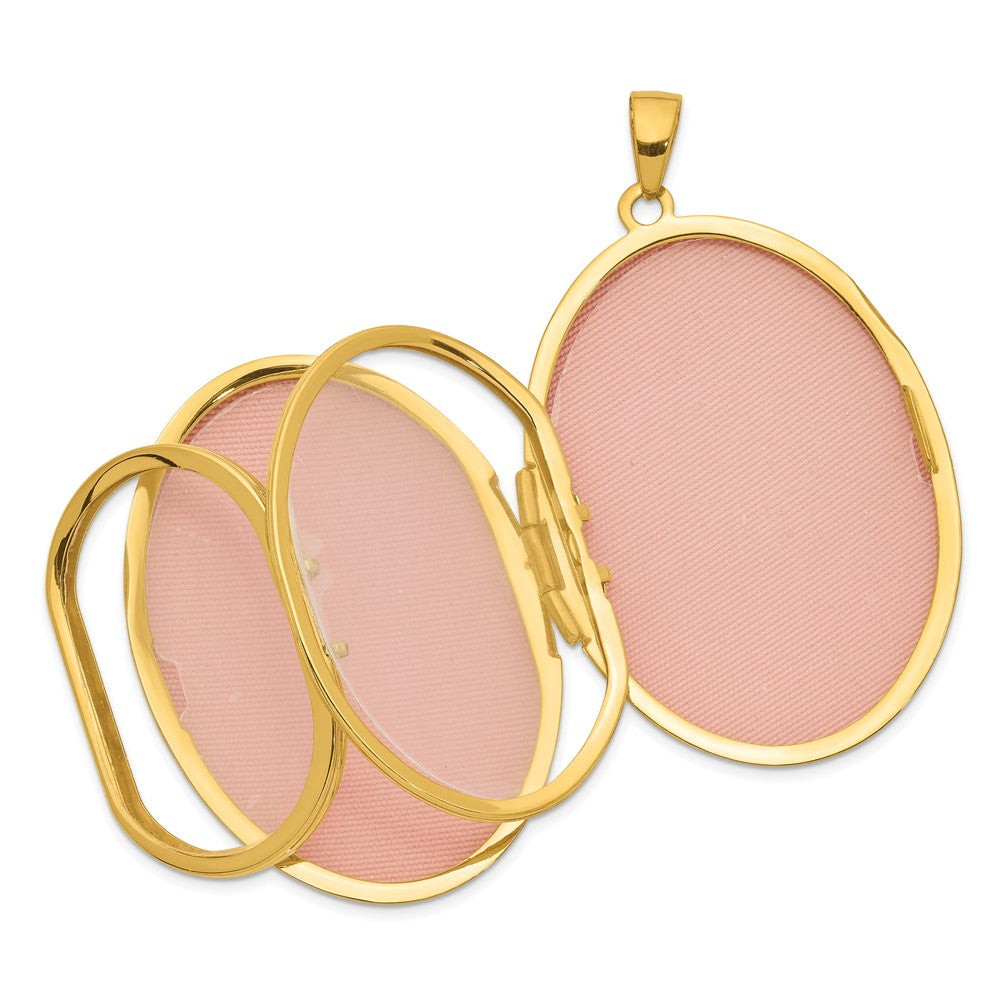 14K Fancy Engraved 38mm Oval Family Locket Holds 6 Photos