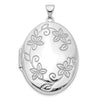 14K White Gold Floral Border 33mm Oval Locket